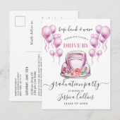 Grappige Klasse van 2024 DRIVE BY Graduation Party Aankondigingskaart (Voorkant / Achterkant)