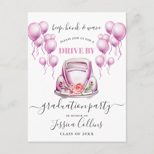 Grappige Klasse van 2024 DRIVE BY Graduation Party Aankondigingskaart (Voorkant)