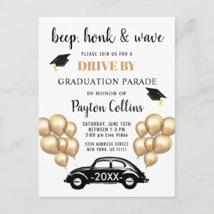 Grappige Klasse van 2024 DRIVE BY Graduation Party Briefkaart
