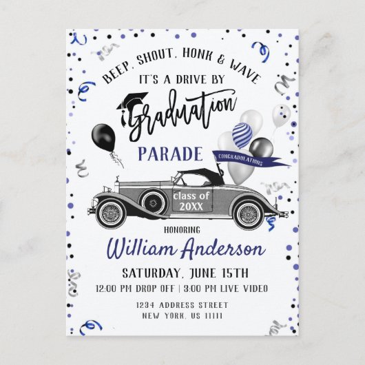 Grappige Klasse van 2024 DRIVE BY Graduation Party Briefkaart (Voorkant)