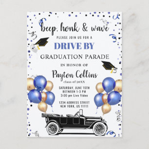 Grappige Klasse van 2024 DRIVE BY Graduation Party Briefkaart