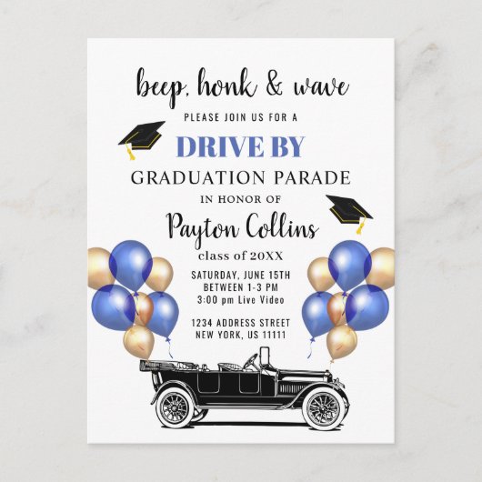 Grappige Klasse van 2024 RIJDEN DOOR Graduation Pa Aankondigingskaart (Voorkant)