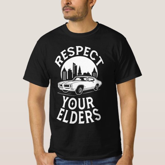Grappige klassieke auto citaat t-shirt (Voorkant)