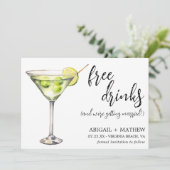 Grappige klassieke Martini-cocktail foto bruiloft Save The Date (Staand voorkant)