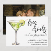 Grappige klassieke Martini-cocktail foto bruiloft Save The Date (Voorkant / Achterkant)
