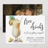 Grappige klassieke Pina Colada cocktail foto bruil Save The Date (Voorkant / Achterkant)