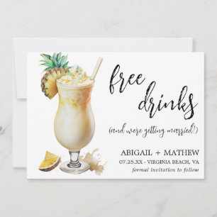 Grappige klassieke Pina Colada cocktail foto bruil Save The Date
