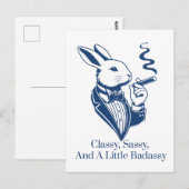 Grappige klassiekerige konijn roken sigaar briefkaart (Voorkant / Achterkant)