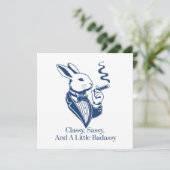 Grappige klassiekerige konijn roken sigaar kaart (Staand voorkant)