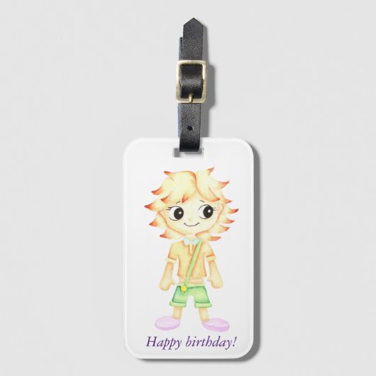 Grappige kleine gember jongen bagagelabel (Voorkant (verticaal))