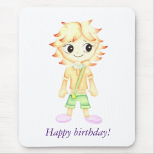 Grappige kleine gember jongen muismat