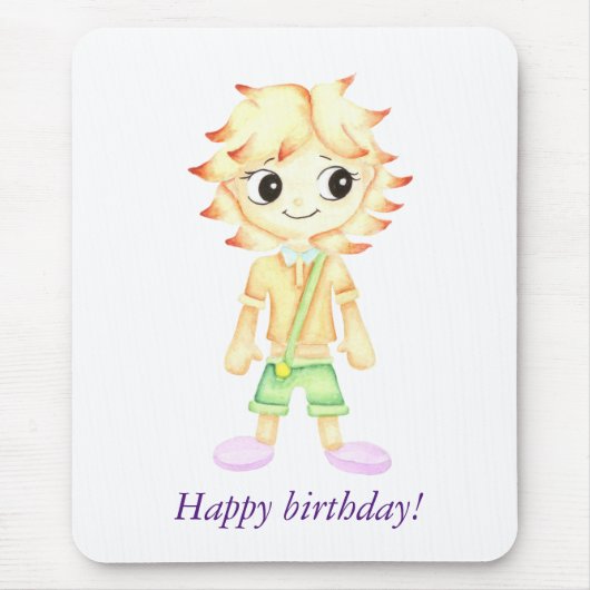 Grappige kleine gember jongen muismat (Voorkant)