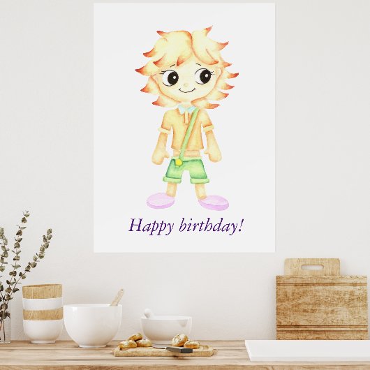 Grappige kleine gember jongen poster (Keuken)