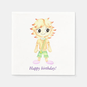 Grappige kleine gember jongen servet