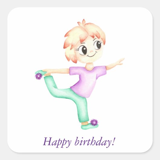 Grappige kleine gember jongen sportman vierkante sticker (Voorkant)