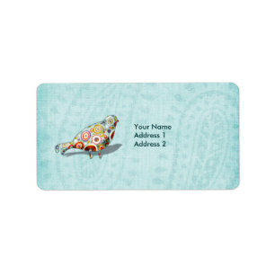 Grappige kleine grillige vogel gepersonaliseerd etiket