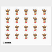 Grappige kleine hond eet noedels ronde sticker (Vel)