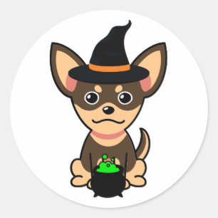 Grappige kleine hond is een heks ronde sticker