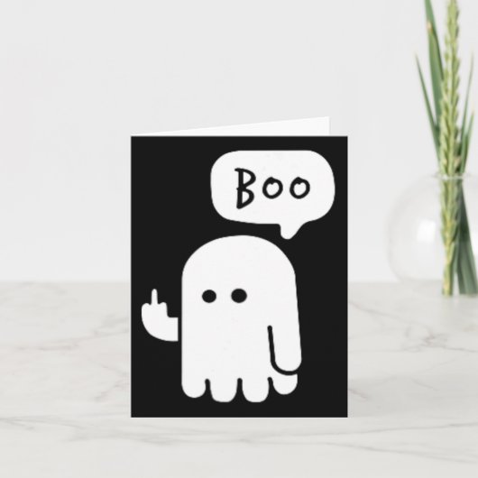 Grappige Kleine Middelvingers Schattigee Ghost Boo Kaart (Voorkant)