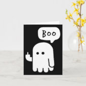 Grappige Kleine Middelvingers Schattigee Ghost Boo Kaart (Gele Bloem)