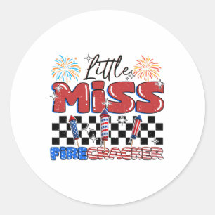 Grappige kleine Miss Firecracker 4 juli voor meisj Ronde Sticker