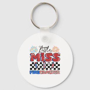 Grappige kleine Miss Firecracker 4 juli voor meisj Sleutelhanger