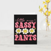 Grappige kleine Miss Sy broek terug naar school me Kaart (Gele Bloem)