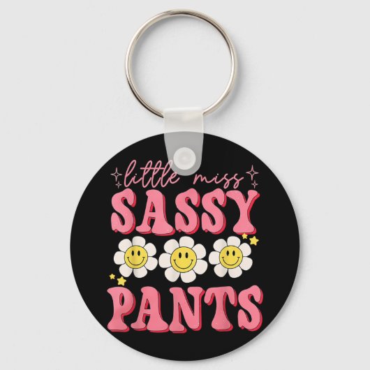 Grappige kleine Miss Sy broek terug naar school me Sleutelhanger (Voorkant)