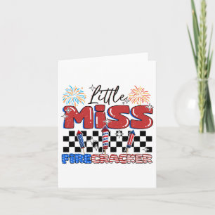 Grappige Kleine Miss Vuurwerk 4 juli Voor Meisje Kaart