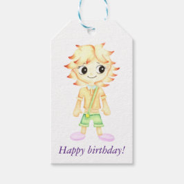 Grappige kleine roodharige jongen cadeaulabel