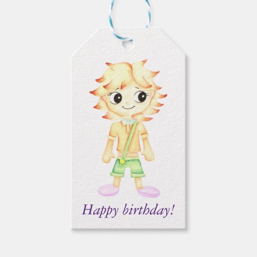 Grappige kleine roodharige jongen cadeaulabel (Voorkant)