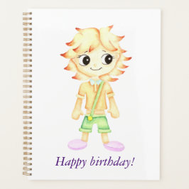 Grappige kleine roodharige jongen planner