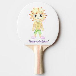 Grappige kleine roodharige jongen tafeltennisbatje
