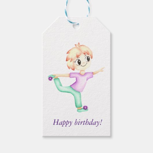 Grappige kleine roodharige jongensportman cadeaulabel (Voorkant)
