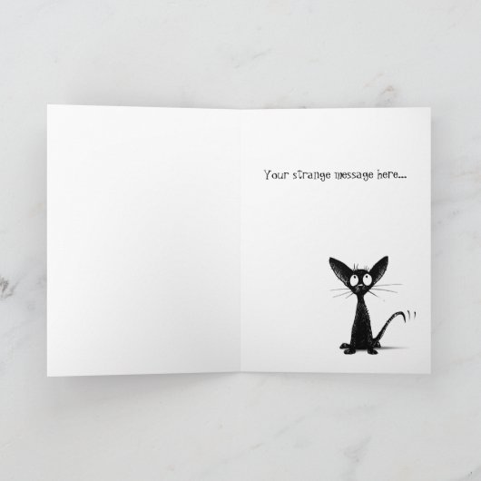 Grappige kleine zwarte oosterse kat kunst kaart (Binnen)