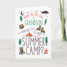 Grappige kleinzoon zomerkamp oranje groen bruin