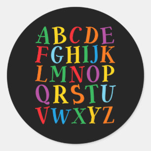 Grappige Kleur Letters Alfabet Leer Abc's Kleuters Ronde Sticker