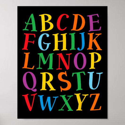 Grappige Kleur Letters Alfabet Leer Abcs Kleutersc Poster (Voorkant)