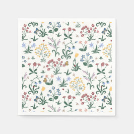 Grappige kleurrijke bloemen bruiloft servet