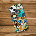 Grappige Kleurrijke Cartoon Abstracte Katten iPhone 14 Hoesje<br><div class="desc">Deze schattige abstracte telefoonhoes heeft een collage van grappige cartoon katten met grote ogen. Het kleurrijke afbeelding is in tinten blauw,  oranje geelbruin,  groen,  rood,  roze,  geel en wit. Kleurrijk,  en zeker opvallend!</div>