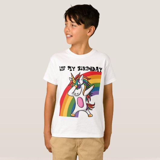 Grappige kleurrijke Dabbing Eenhoorn kinderkleding T-shirt (Voorkant volledig)