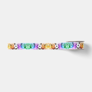 Grappige Kleurrijke Eieren met Gezichten Paaslint Grosgrain Lint