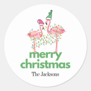 Grappige kleurrijke flamingo Kerst stickers