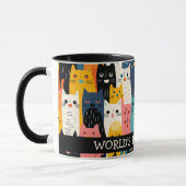 Grappige kleurrijke gezichten 's werelds beste kat mok (Links)