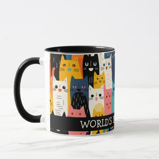 Grappige kleurrijke gezichten 's werelds beste kat mok (Links)