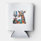Grappige kleurrijke Giraffe Drink rode wijn kubism Blikjeskoeler (Voorkant)