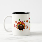 Grappige Kleurrijke Gobble Turkije Vogel Thanksgiv Tweekleurige Koffiemok (Links)