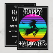 GRAPPIGE KLEURRIJKE HELSEHEKS OP BEZEM HALLOWEEN F KAART (Voorkant / Achterkant)