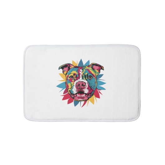 Grappige kleurrijke hond pitbull badmat (Voorkant)