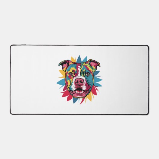 Grappige kleurrijke hond pitbull bureaumat (Voorkant)